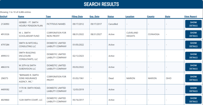 Ohio name search results 1